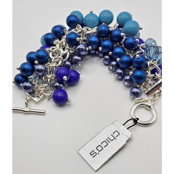New With Tags Chico's Bauble Bracelet Blue Purple Ombre 7.5in $58 - Picture 1 of 4